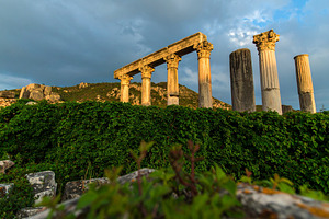 ivy overgrown over ruins AI generated, a Photo by WorldOfPhotos