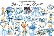 Watercolor Blue Nursery Clipart, a Seasonal Illustration by designcity5 (Thumbnail 1 of 5)