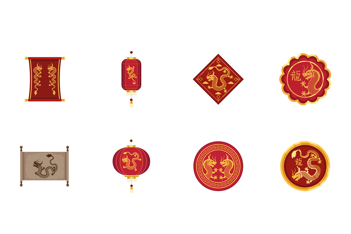 Chinese Dragon Icon Set