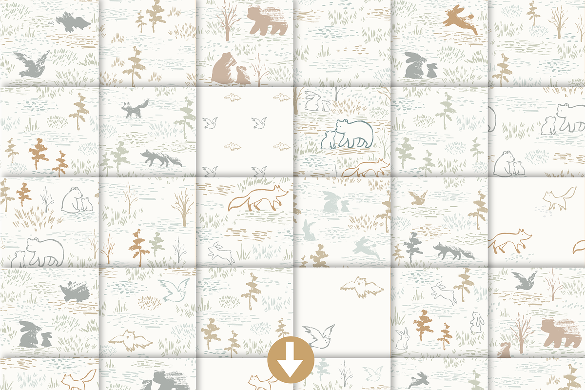 Autumn Forest Patterns and Elements, an Animal Illustration by MeadowFox