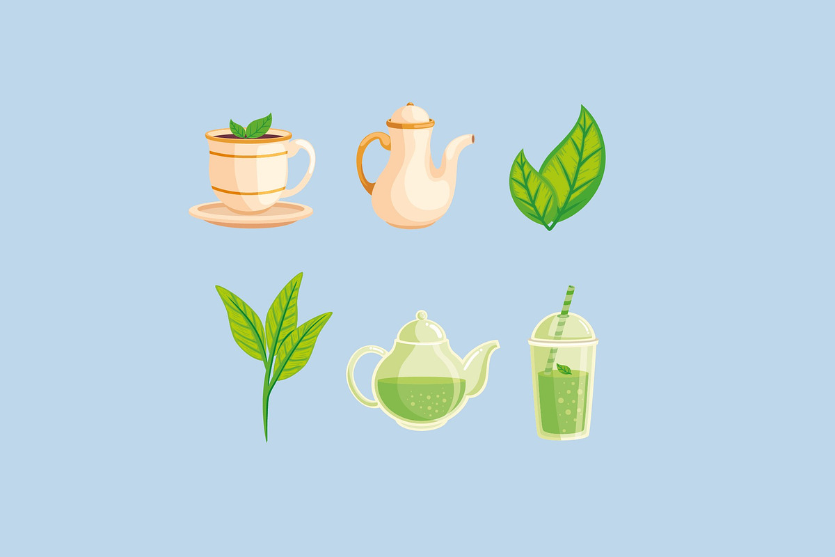 Green Tea Illustration Set, a Food Illustration by studiogstock (Photo 2 of 3)