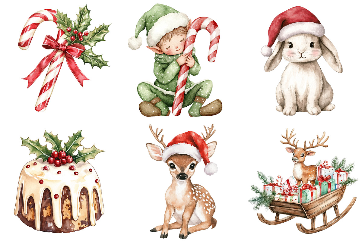 Woodland Christmas Animals Clipart, a Seasonal Illustration by CitraGraphics (Photo 6 of 6)