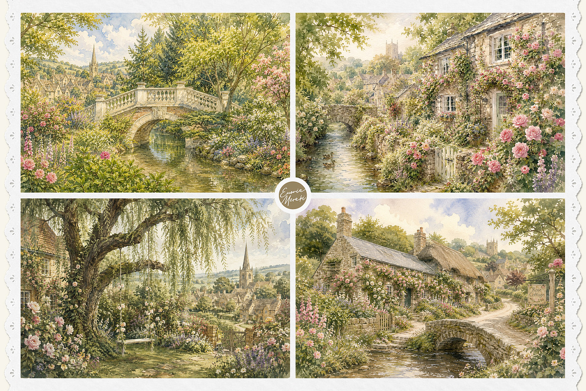 English Cottage Garden in Watercolor, a Decorative Illustration by Euonia Meraki (Photo 8 of 20)