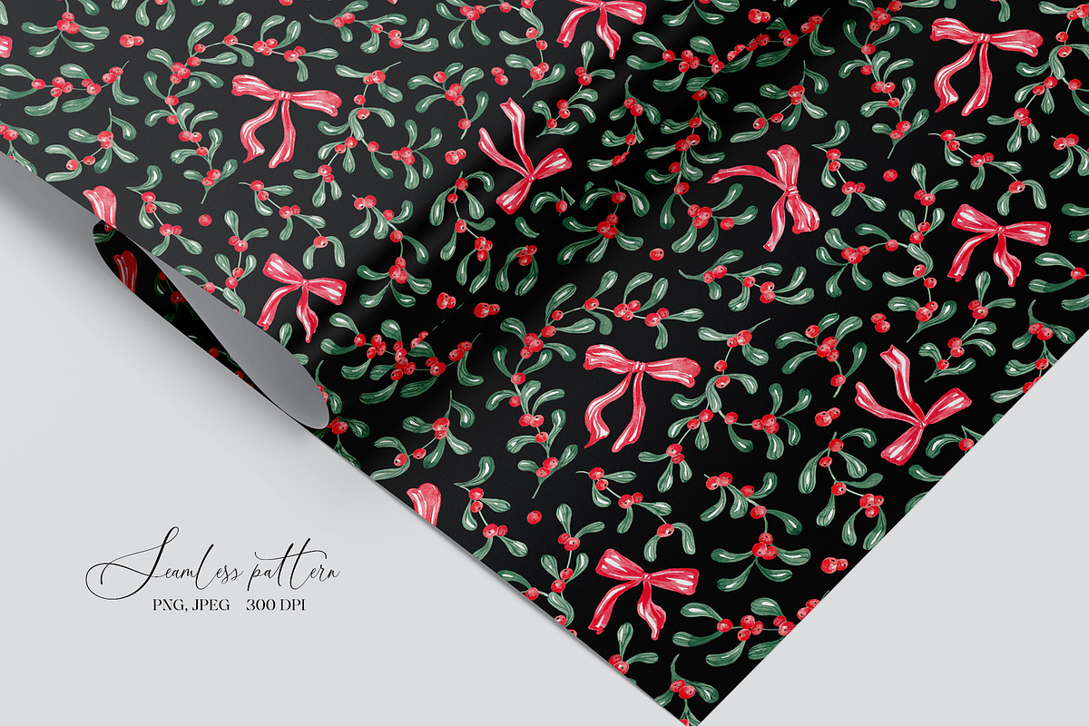 Christmas Mistletoe Seamless Pattern, a Pattern Graphic by SirenaArt (Photo 9 of 16)