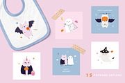 Halloween Bats & Ghosts Cliparts, a Graphic by danceyourlife (Thumbnail 2 of 10)