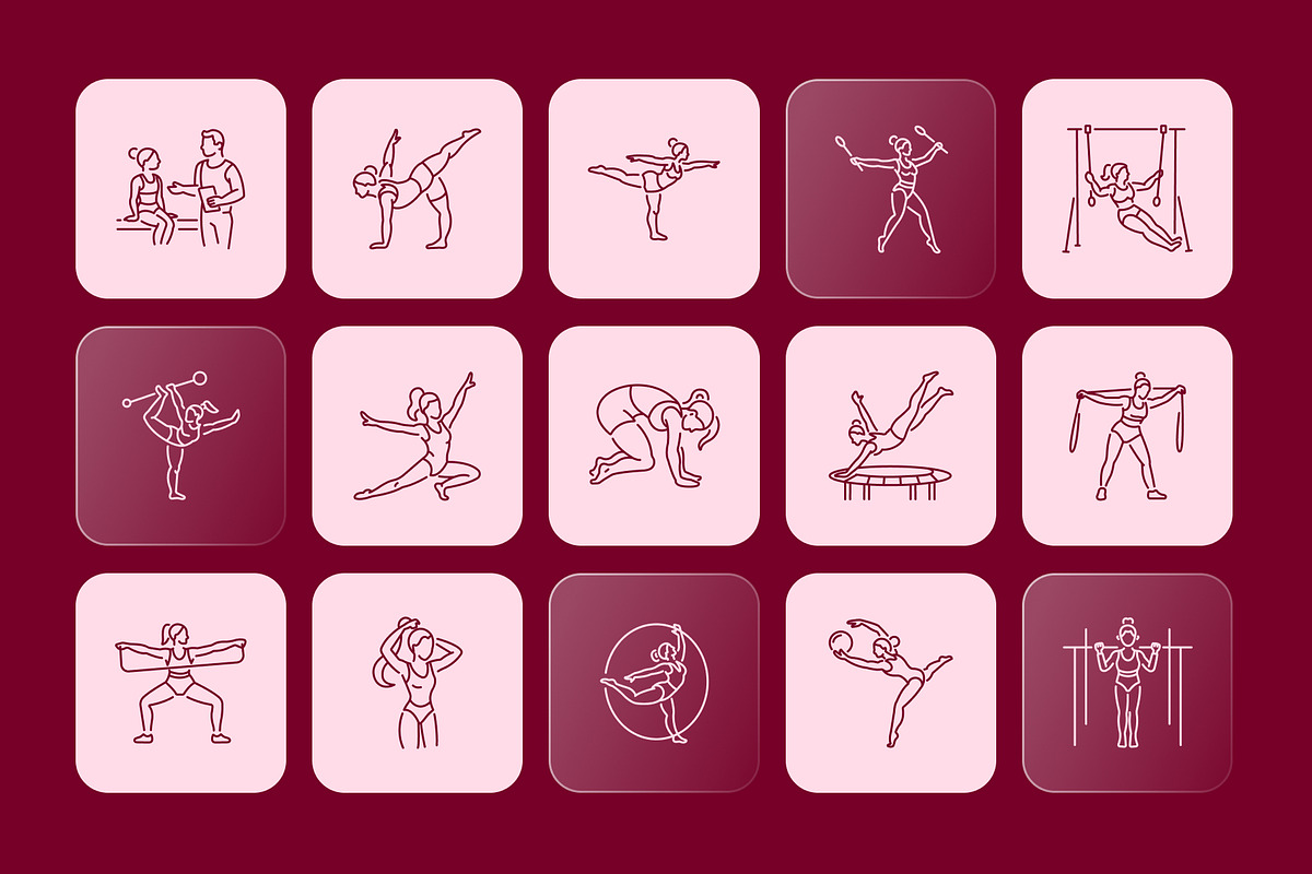 Women's Gymnastics Icons, an Outline Icon by Prosymbols (Photo 6 of 6)