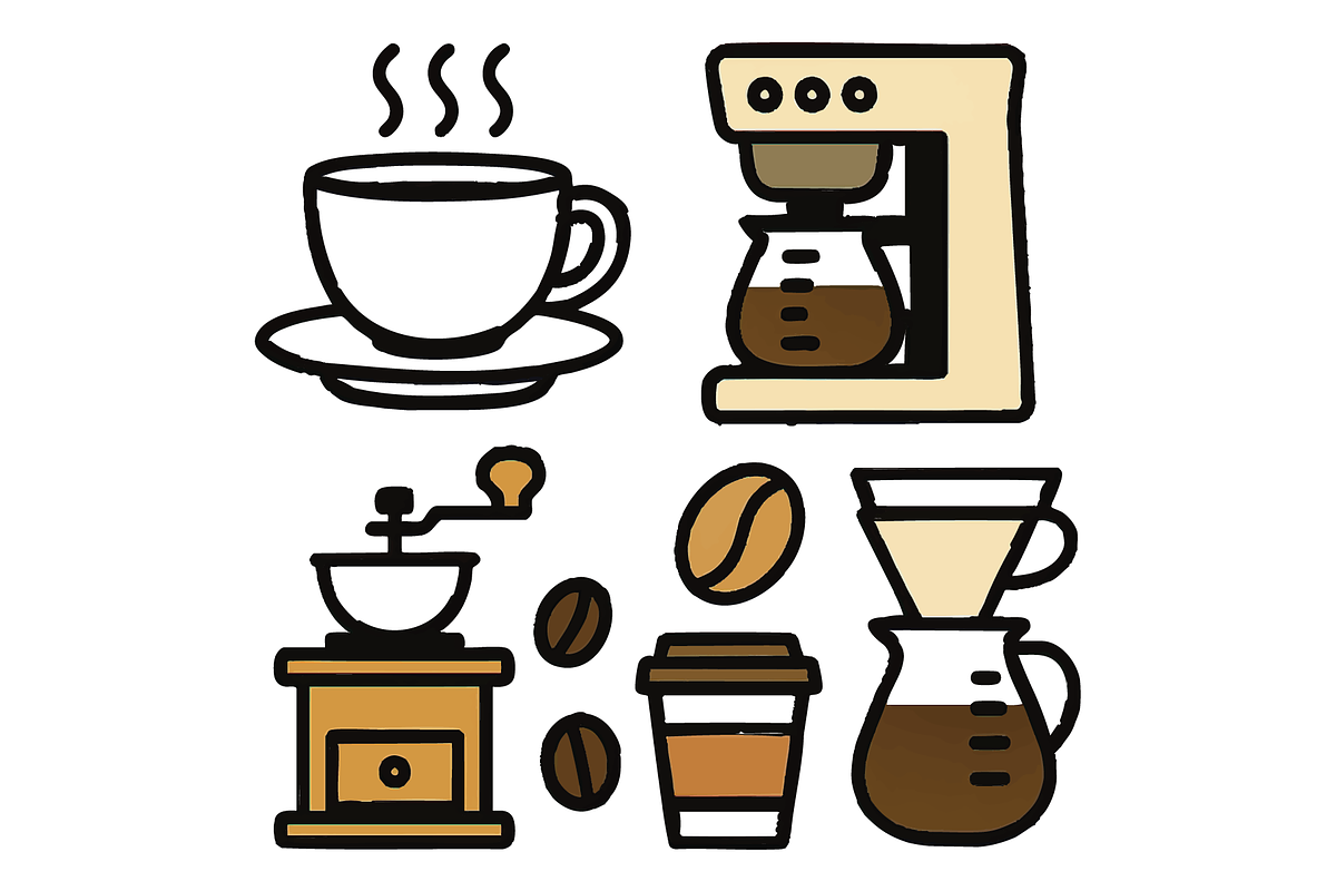 Coffee Brewing Icons Set, an Object Graphic by RT Studio