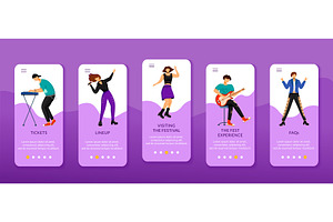 Festival information onboarding, an App Template by IMG visuals characters