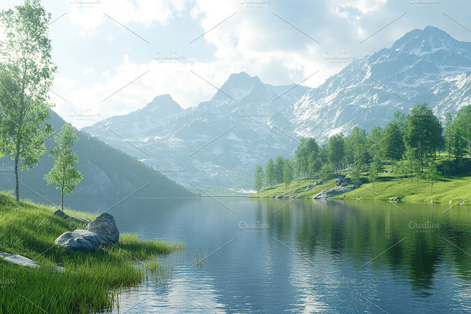 National park with lake on mountain background, a Nature Photo by AlyaAnd