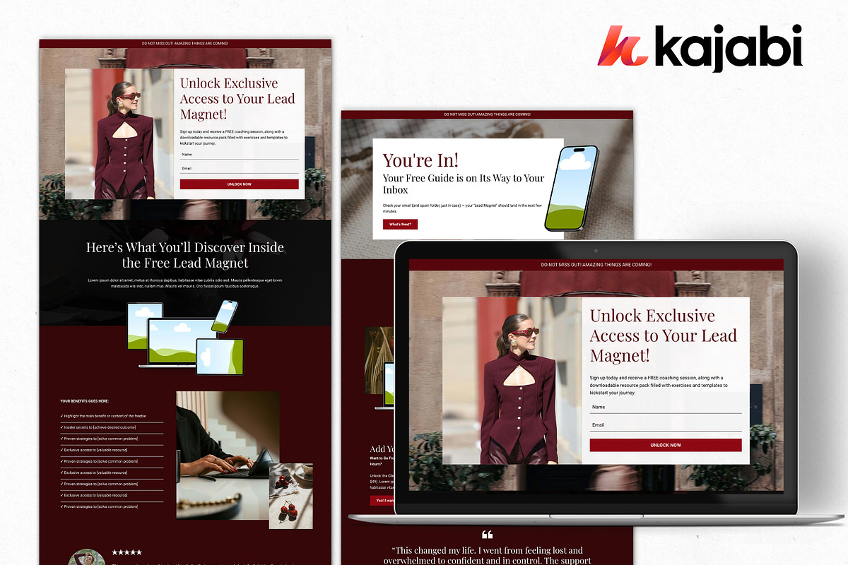 Kajabi Opt-in Page Templates, a Landing Page Template by Altenne | Kajabi Designer (Photo 2 of 6)