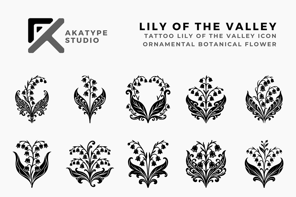 Lily of the Valley Tattoo Icon, a Solid Icon by Akatype Studio (Photo 1 of 3)