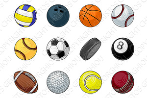 Sport Ball Set Sports Balls Cartoon, a Sport Illustration by Christos Georghiou