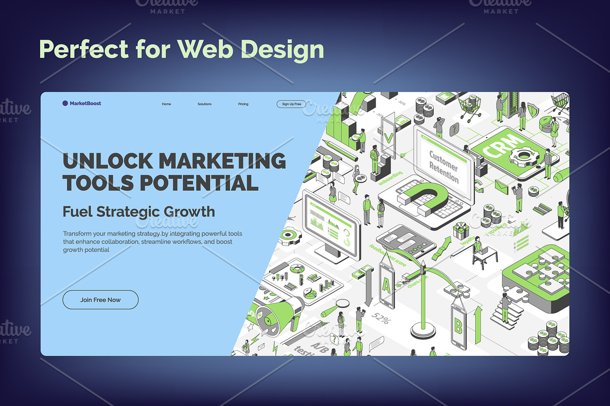Growth Marketing  3d Isometric View, an Object Graphic by 35lab (Photo 6 of 6)