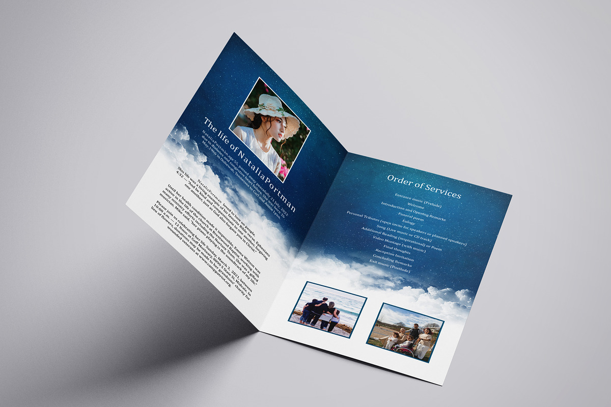 Blue Sky Funeral Program Template, a Brochure Template by Template Shop (Photo 3 of 5)