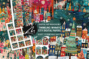 Twinkling Whimsy City, Christmas Kit, a Seasonal Illustration by Digital Art Mahdiseño (Thumbnail 1 of 10)