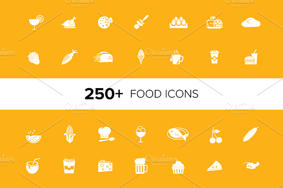250 Food Vector Icons Pack