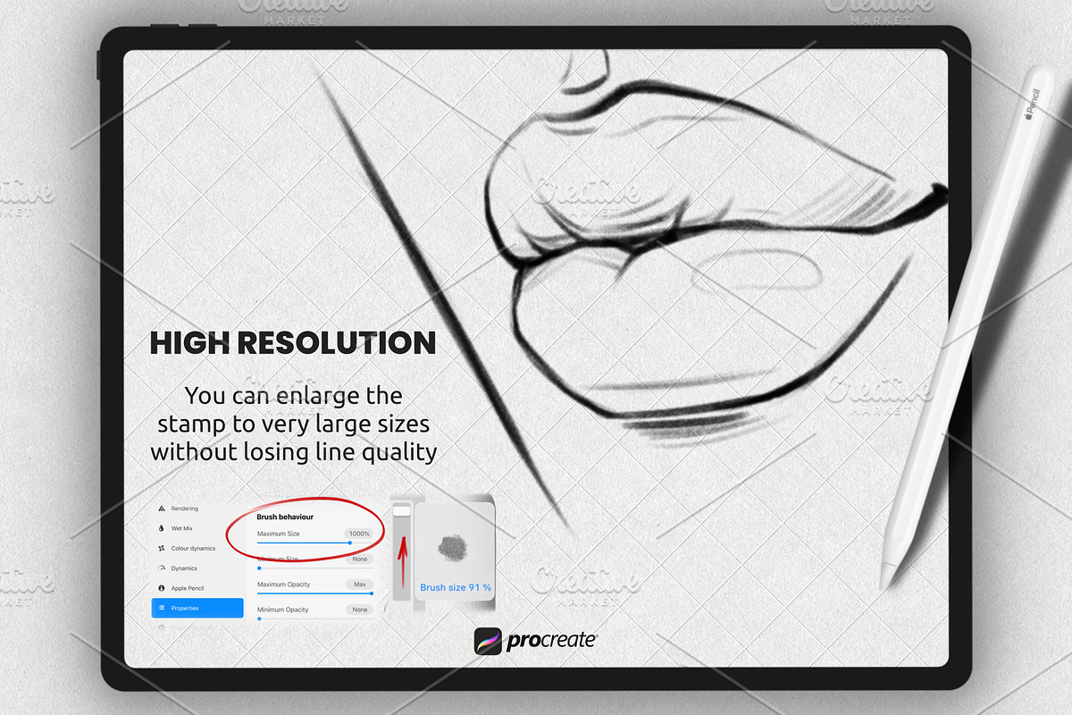 Procreate face brushes | lips stamps, a Brush Add-On by Procreate Market (Photo 2 of 4)