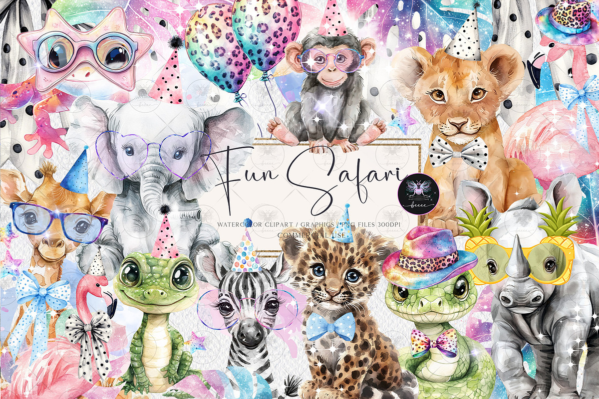 Safari Baby Animals Clipart, an Illustration by BigCakeBee (Photo 1 of 4)