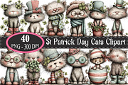 St Patrick Day Cats Clipart, an Illustration by designcity5 (Thumbnail 1 of 5)