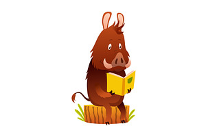 Animal reading book and studying, an Animal Illustration by the8monkey