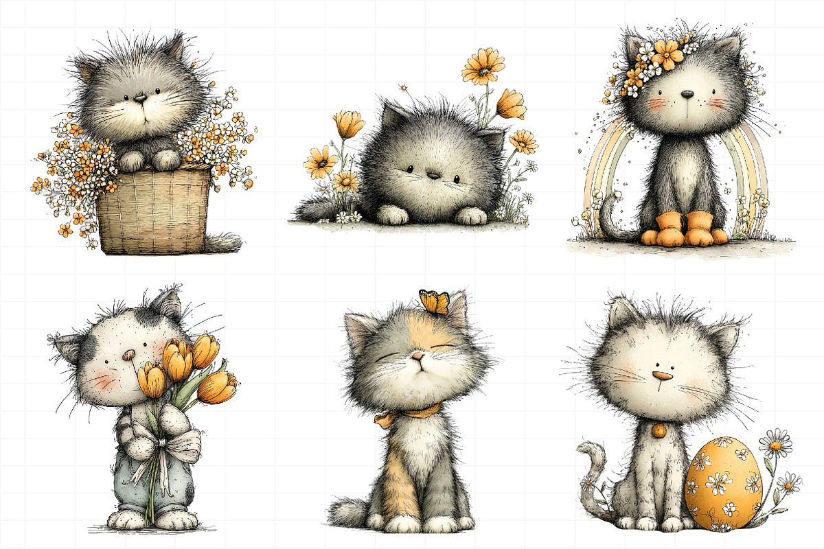 Spring Cat Clipart, an Illustration by Daily.Designs (Photo 3 of 8)