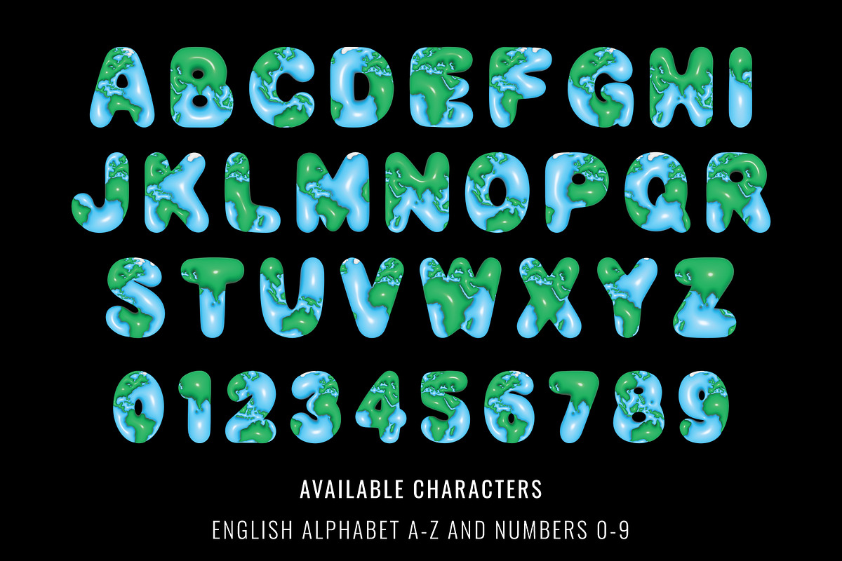 Earth Day Planet 3D Font, a Symbol Font by Font Craft Studio (Photo 2 of 4)