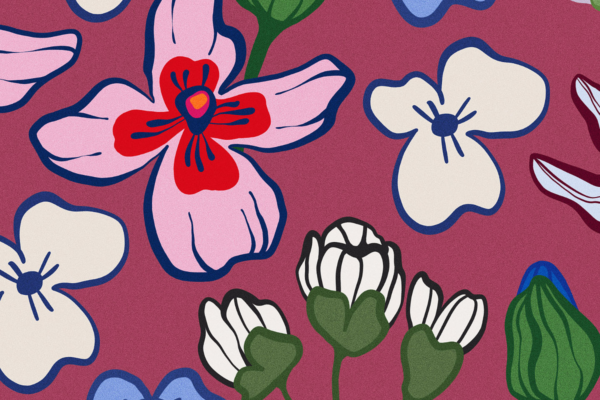 Bold Folk Naive Dark Floral Pattern, a Pattern Graphic by likorbut (Photo 12 of 14)