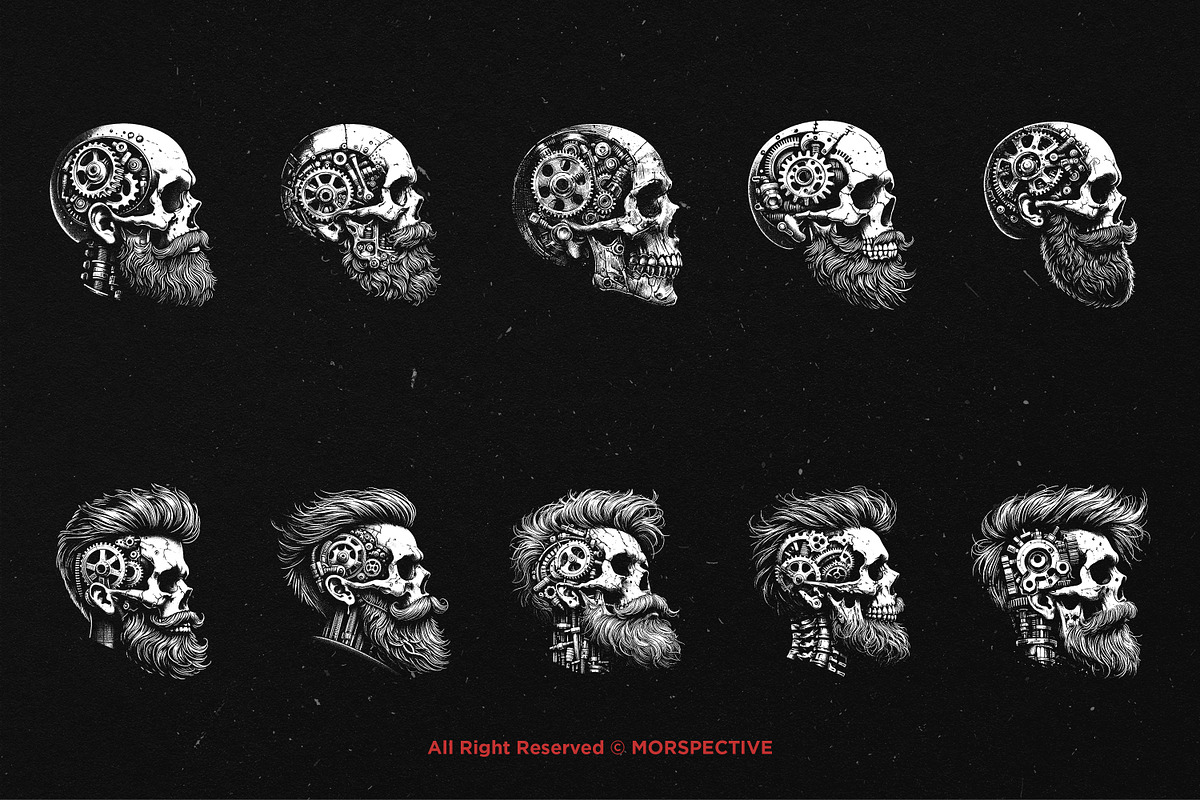 10 Bundle Dark Art Skull Machine, an Illustration by Morspective (Photo 6 of 7)