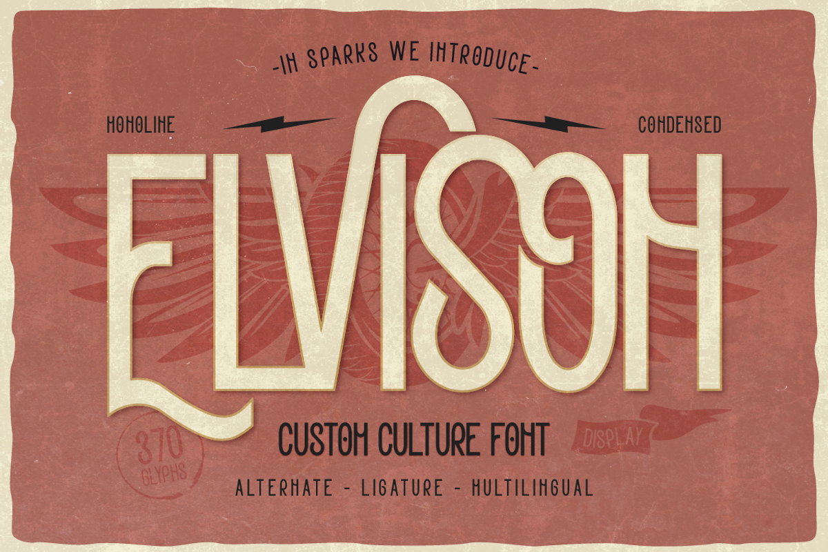 Elvison, a Sans Serif Font by Burntilldead (Photo 1 of 12)