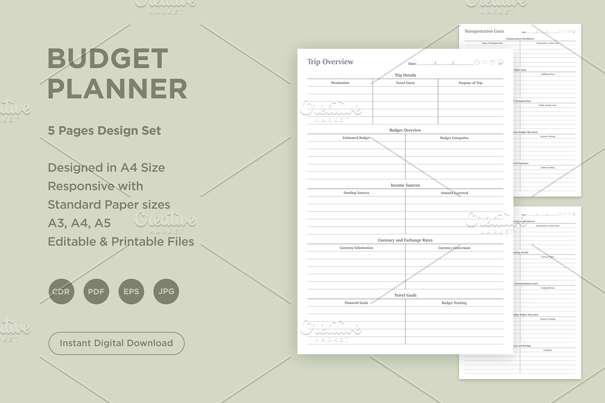 Budget Planner Pages Set V-08, a Stationery Template by shahsoft (Photo 1 of 3)