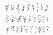 Eucalyptus Line Art And Watercolor, a Decorative Illustration by ElenaPlatovaArt (Thumbnail 2 of 10)