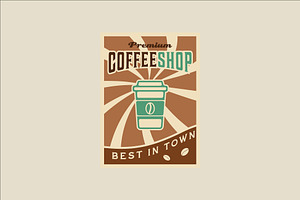 coffee shop vector poster vintage, a Poster Template by zyxroun shop