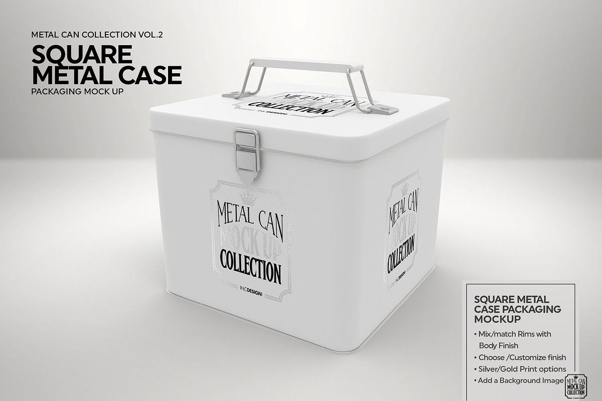 Square Metal Case Mockup, a Packaging Mockup by INCDesign (Photo 2 of 5)