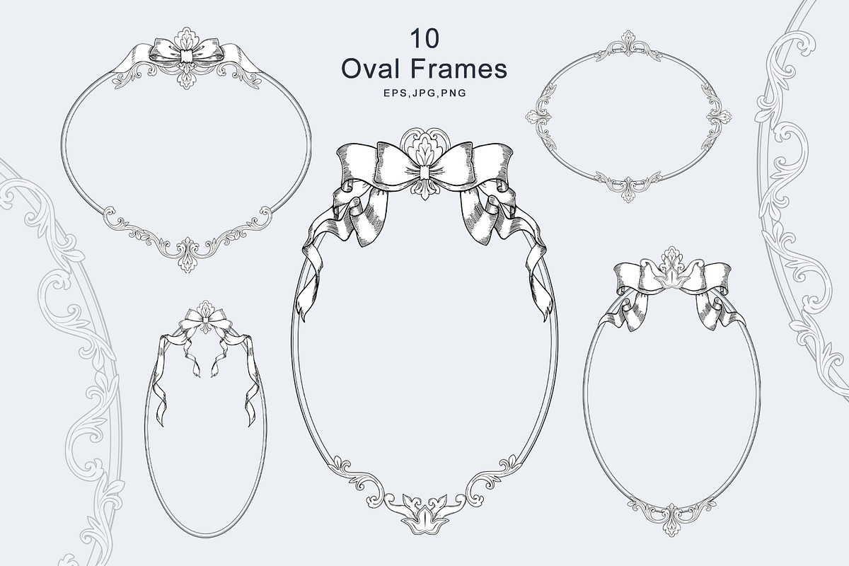 Vintage Vector Frames & Bows, a Decorative Illustration by EL_SUHOVA (Photo 7 of 11)