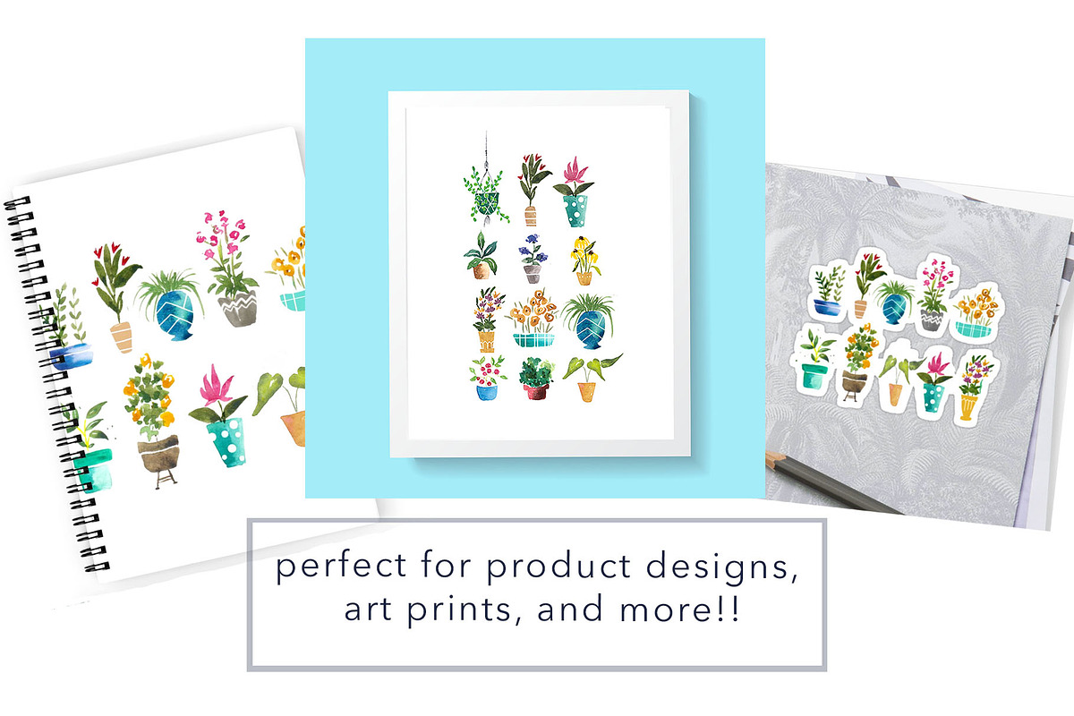 Watercolor Potted Plants - Clip Art, an Illustration by Inksnthings (Photo 4 of 4)