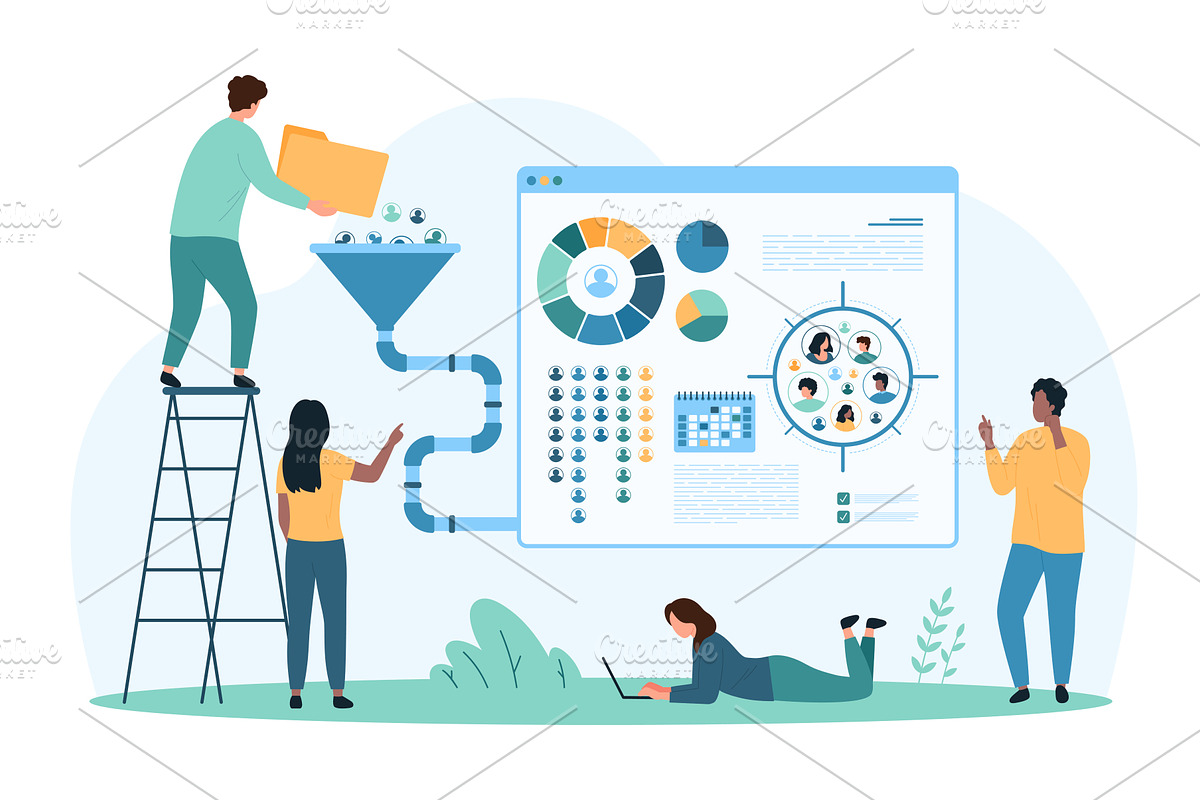 Sociology & marketing focus data, a Person Illustration by Flashvector