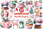 Mint Pink Christmas Clipart, an Illustration by Dream Creation (Thumbnail 1 of 4)