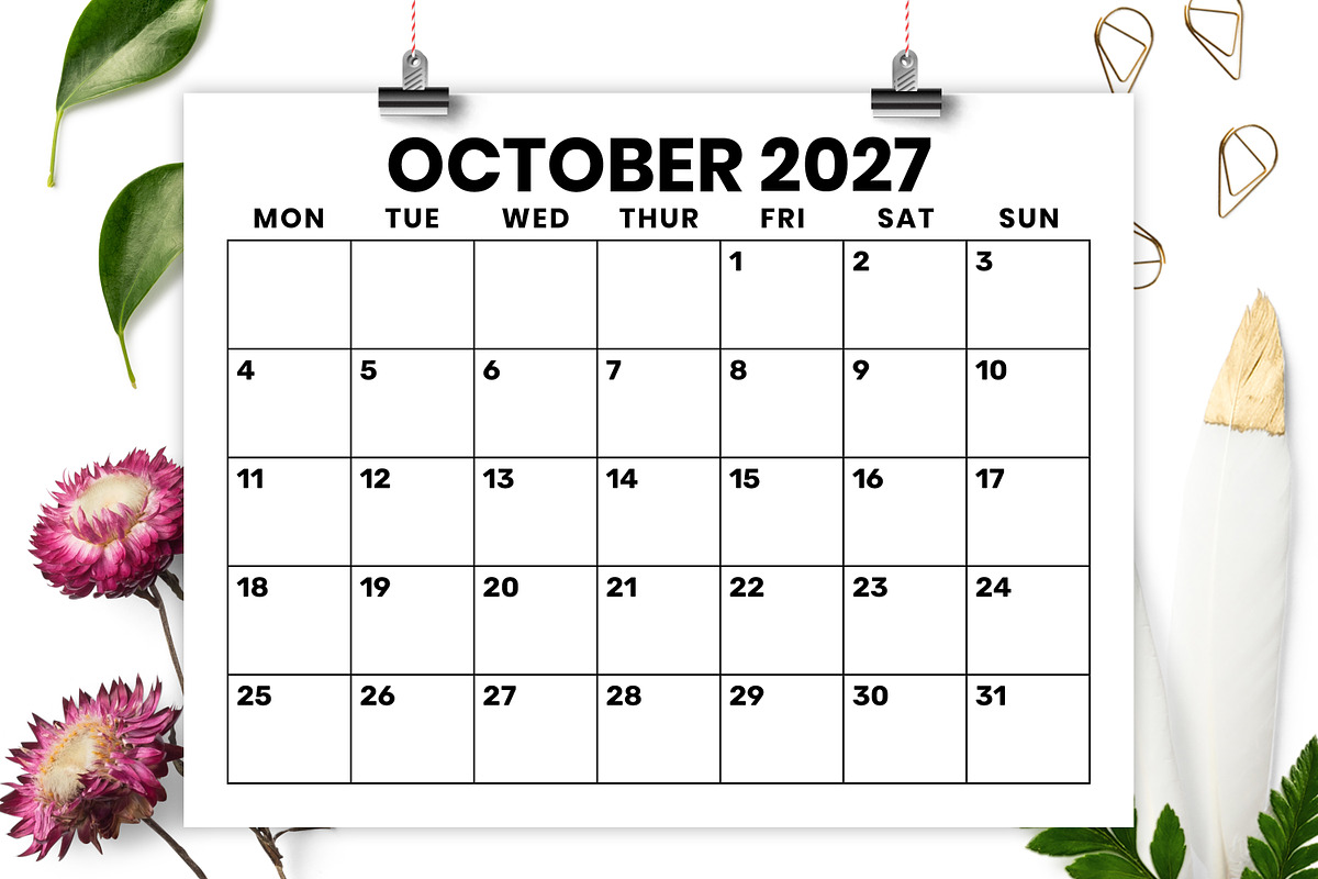 2027 8.5x11 Inch MON-SUN Calendar preview 4