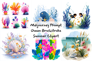 Prompt Ocean Brushstroke Clipart, a Decorative Illustration by Creative design