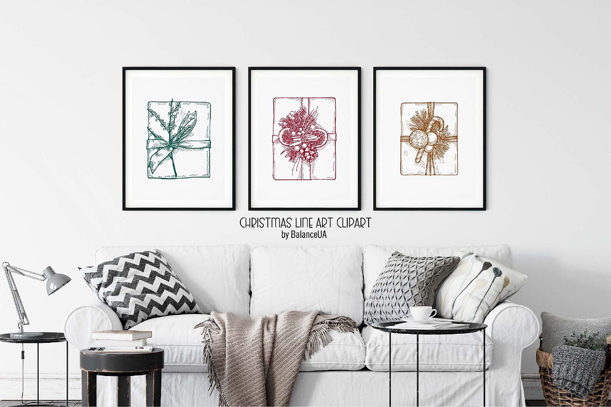 Christmas Line Art Clipart, a Decorative Illustration by BalanceUA (Photo 5 of 9)