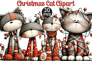Christmas Cat Clipart, an Illustration by Black Bird Studio (Thumbnail 1 of 6)
