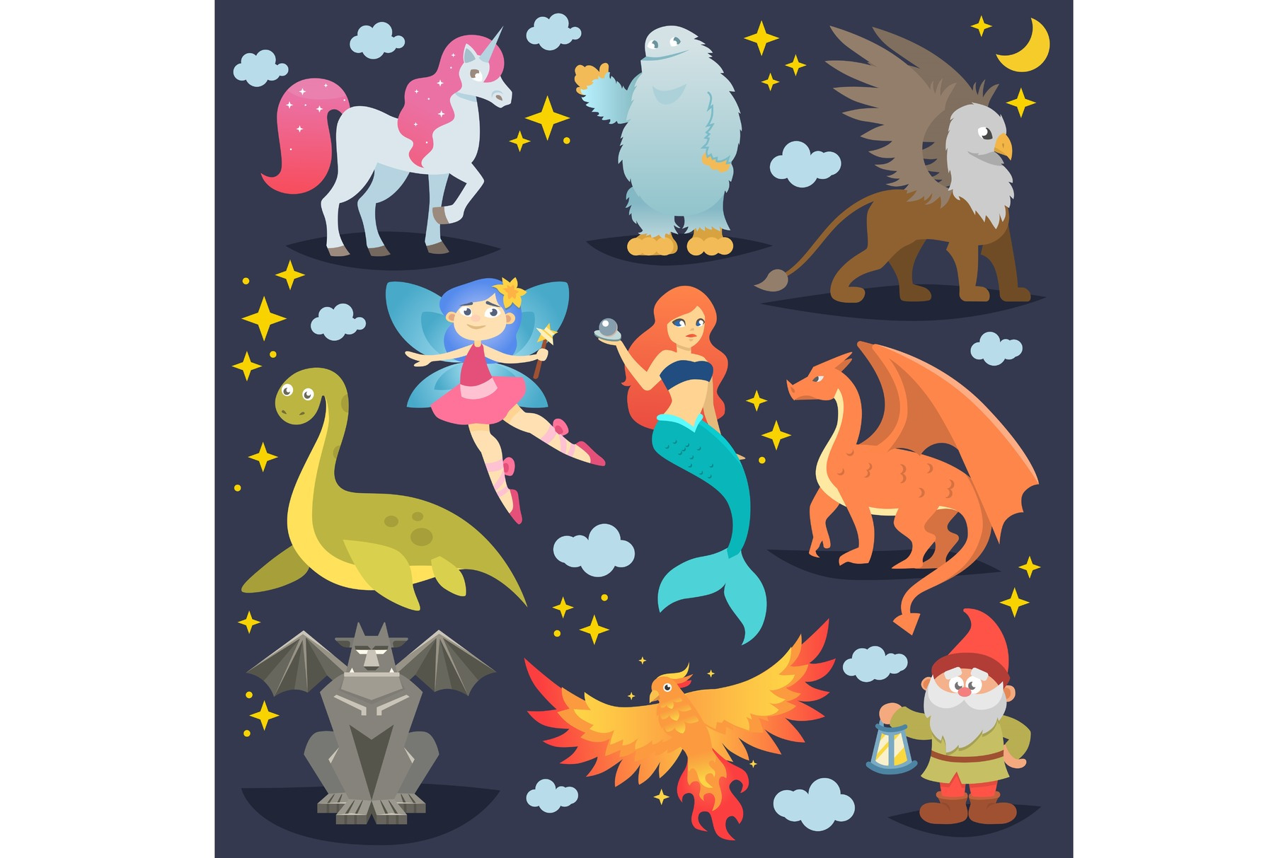 Mythological animal vector mythical creature phoenix or fantasy fairy ...