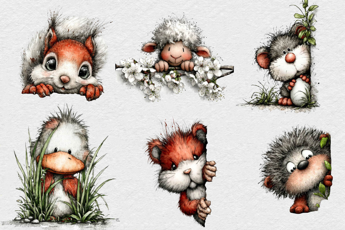 Spring Peeking Animal Clipart, an Illustration by DreamCafeArt (Photo 6 of 6)