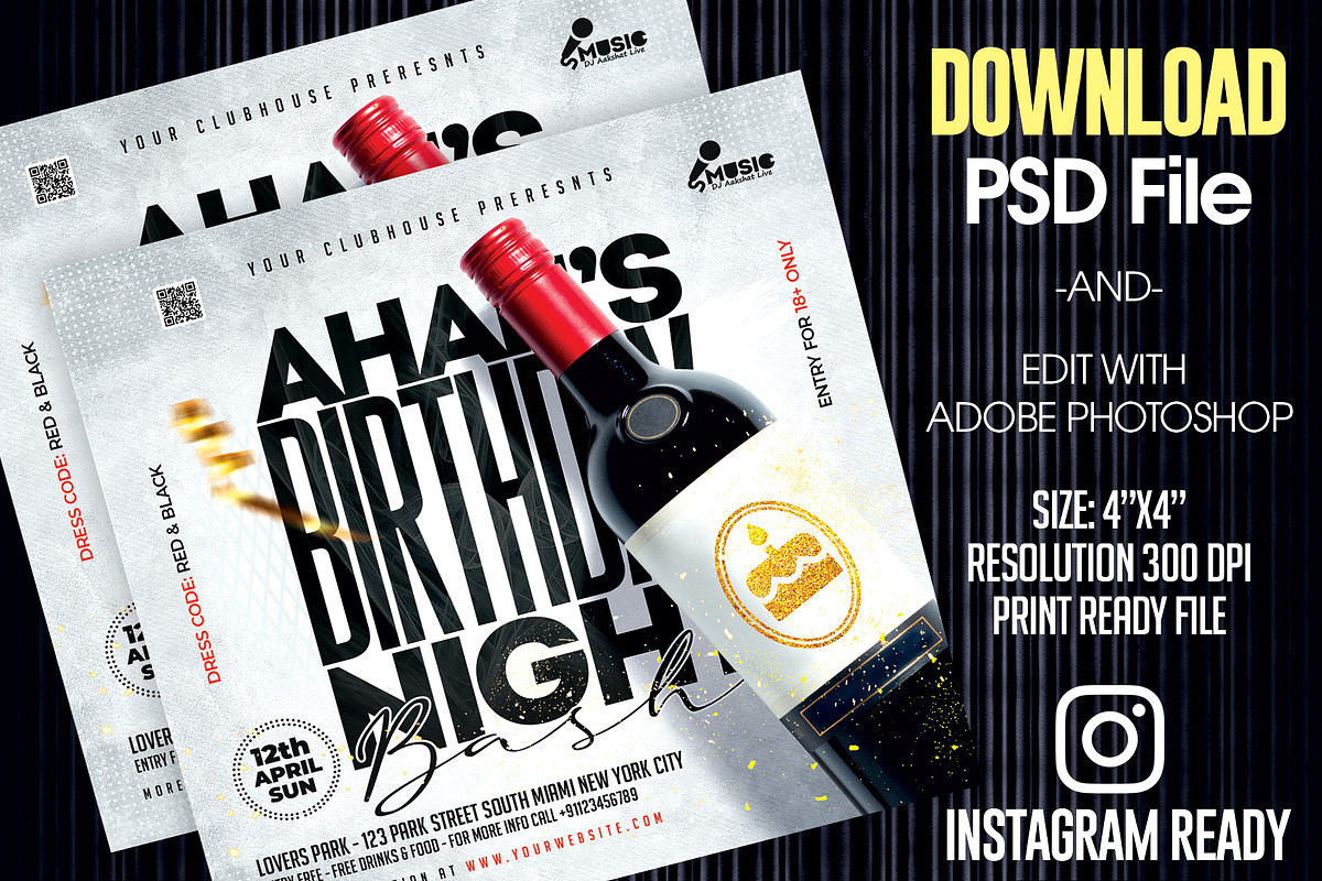 Birthday Night Bash Flyer, a Templates & Theme by MithilaCreation (Photo 3 of 5)