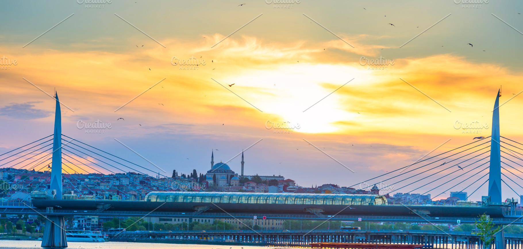 Istanbul city sunset panorama, an Architecture Photo by Vapi