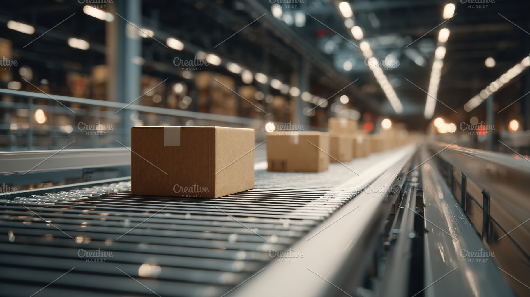 Belt moves packages in warehouse, a Photo by Beautiful things