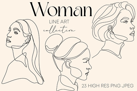 Woman Line Art Pattern Set