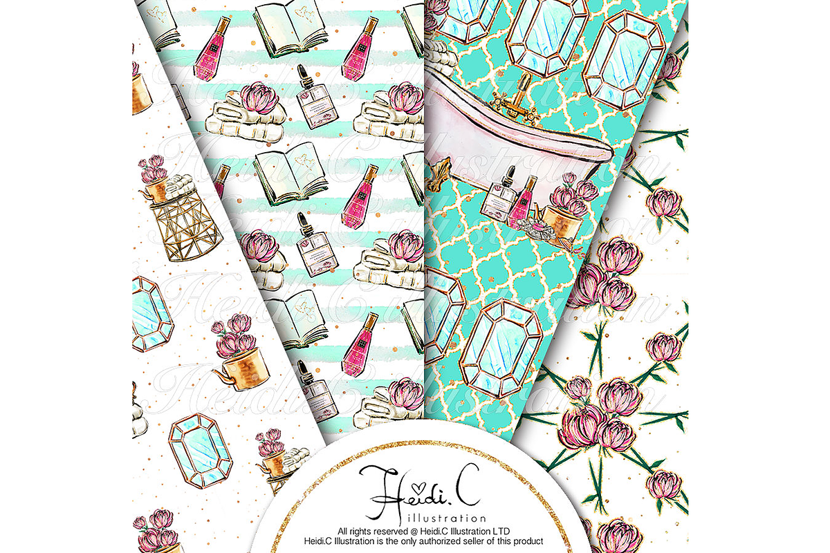Spa Time Paper Pack, a Pattern Graphic by HeidiCIllustration (Photo 5 of 5)