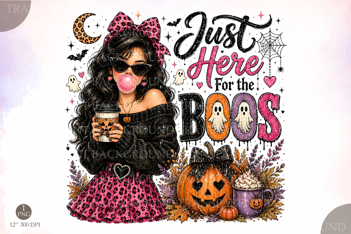 Halloween Humor Just Here For the, a Seasonal Illustration by Libby Wishes (Photo 1 of 3)
