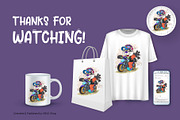 Cartoon Raccoon Motorcyclist. SVG., an Animal Illustration by KENO Mascots (Thumbnail 3 of 3)